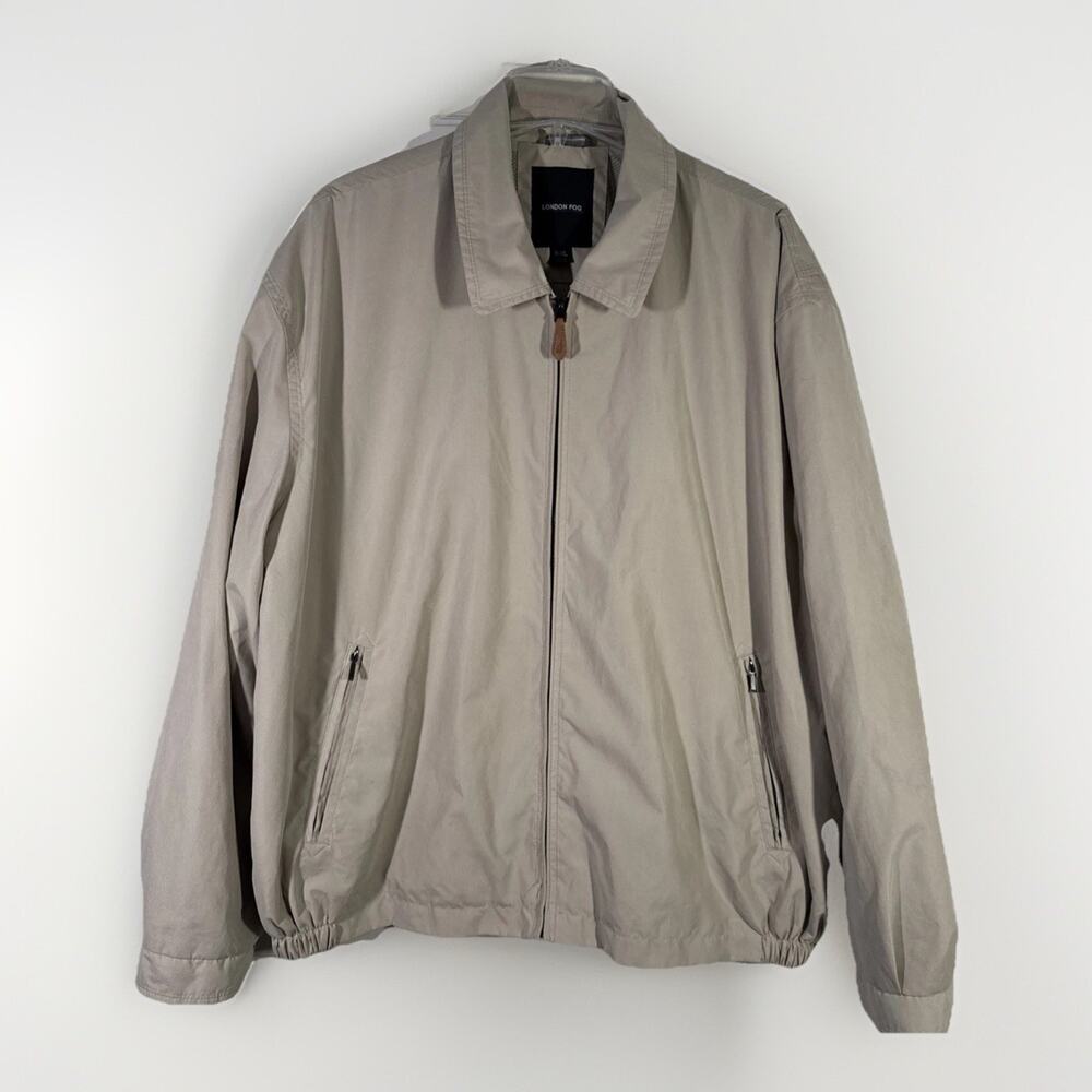 London Fog Men’s 2XL Tan microfiber Full Zip golf jacket Mesh Lined With Pockets